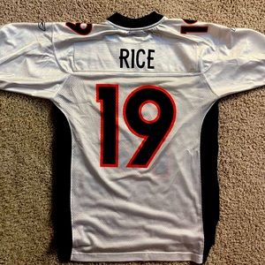 A RARE Jerry Rice Denver Bronco jersey.